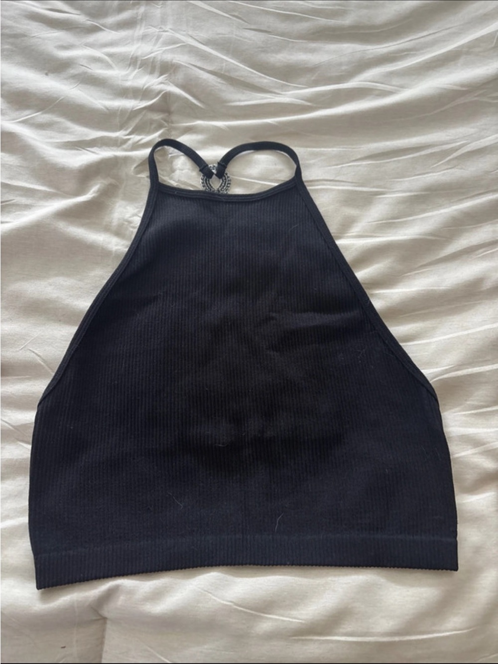 Zara Black Ribbed High-Neck Tank Top